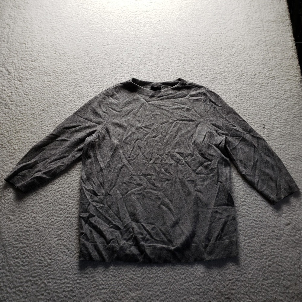 Talbots Sweater Womens 1X Gray Cashmere Crew Neck Long Sleeve Knit Pullover